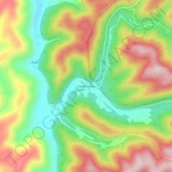 Mappa topografica Hacker Valley, altitudine, rilievo