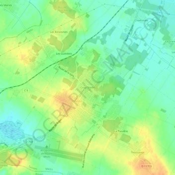 Mappa topografica Croix Vieille, altitudine, rilievo