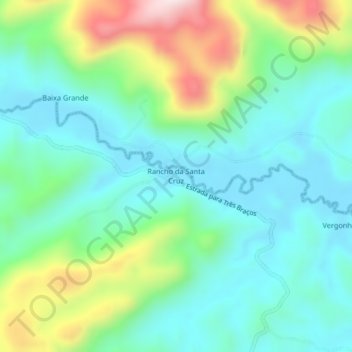 Mappa topografica Rancho da Santa Cruz, altitudine, rilievo