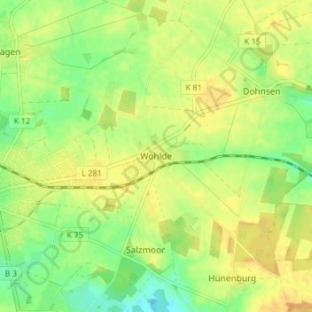 Mappa topografica Wohlde, altitudine, rilievo