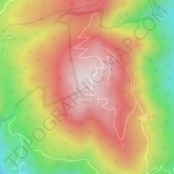 Mappa topografica Flattop Mountain, altitudine, rilievo