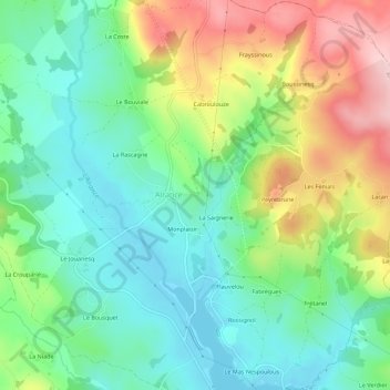 Mappa topografica Le Salès, altitudine, rilievo