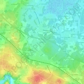 Mappa topografica La Caillerie, altitudine, rilievo