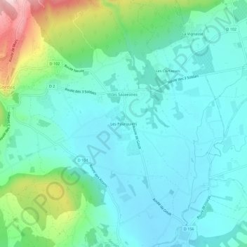 Mappa topografica Les Pourquiers, altitudine, rilievo
