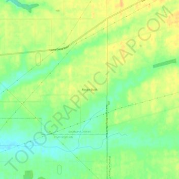 Mappa topografica Roslyn Bush, altitudine, rilievo