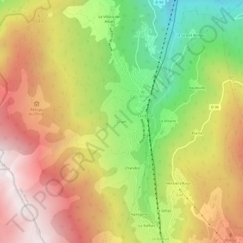 Mappa topografica Le Cruet, altitudine, rilievo