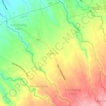 Mappa topografica Agus-os, altitudine, rilievo