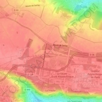 Mappa topografica Les Trois Mares, altitudine, rilievo