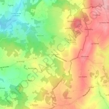 Mappa topografica Limouret, altitudine, rilievo