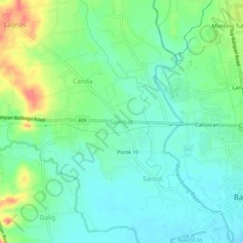 Mappa topografica Sambat, altitudine, rilievo