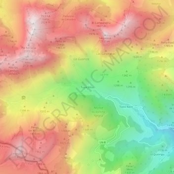Mappa topografica Tuiza de Arriba, altitudine, rilievo