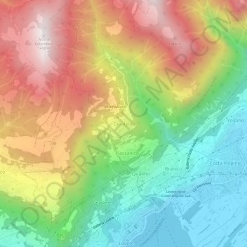 Mappa topografica Ceratello, altitudine, rilievo