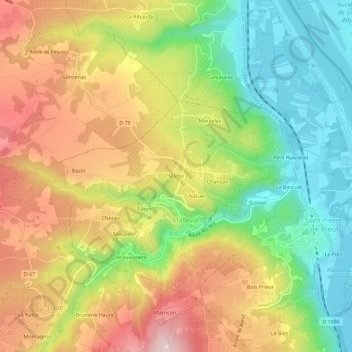 Mappa topografica Martel, altitudine, rilievo