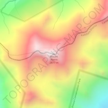 Mappa topografica Mount Alarm, altitudine, rilievo