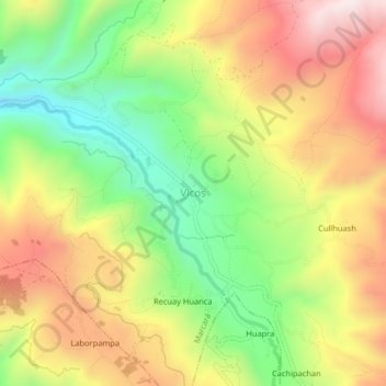Mappa topografica Vicos, altitudine, rilievo