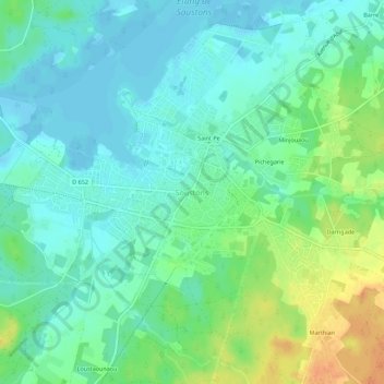 Mappa topografica Soustons, altitudine, rilievo