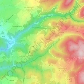 Mappa topografica Chambrefaite, altitudine, rilievo