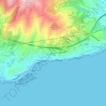 Mappa topografica Moiano, altitudine, rilievo