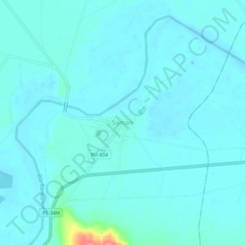 Mappa topografica Saman, altitudine, rilievo