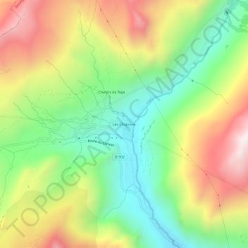 Mappa topografica Les Chapieux, altitudine, rilievo