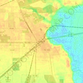 Mappa topografica Dayton, altitudine, rilievo