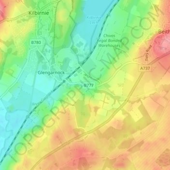 Mappa topografica Longbar, altitudine, rilievo