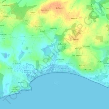 Mappa topografica Suscinio, altitudine, rilievo