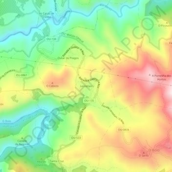 Mappa topografica Lentellais, altitudine, rilievo