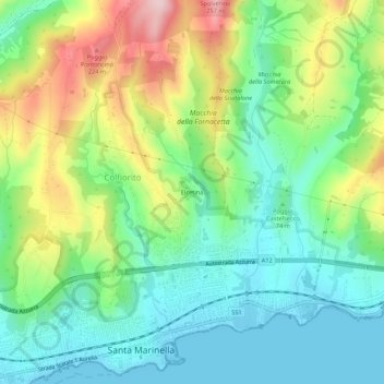Mappa topografica Elcetina, altitudine, rilievo