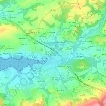 Mappa topografica Ty Voualc'h, altitudine, rilievo