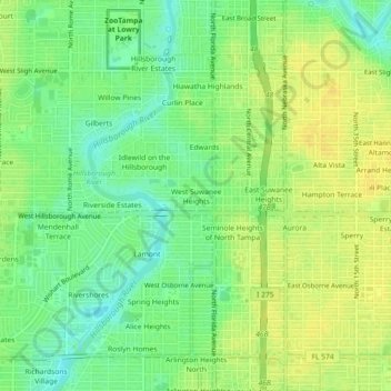 Mappa topografica West Suwanee Heights, altitudine, rilievo