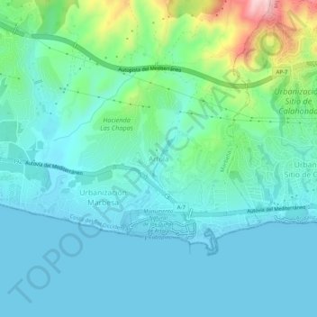 Mappa topografica Artola, altitudine, rilievo