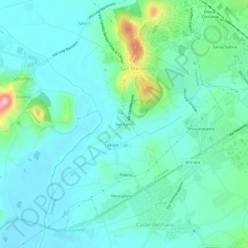 Mappa topografica San Carlo, altitudine, rilievo