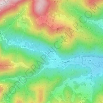 Mappa topografica Birlen, altitudine, rilievo