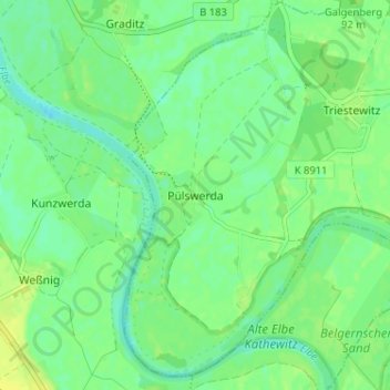 Mappa topografica Pülswerda, altitudine, rilievo
