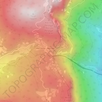 Mappa topografica Mendelpass, altitudine, rilievo