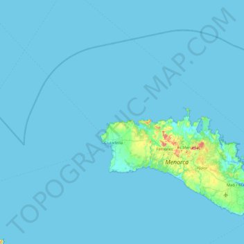 Mappa topografica Minorca, altitudine, rilievo