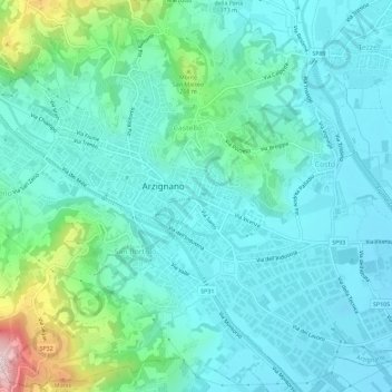 Mappa topografica Villaggio Giardino, altitudine, rilievo