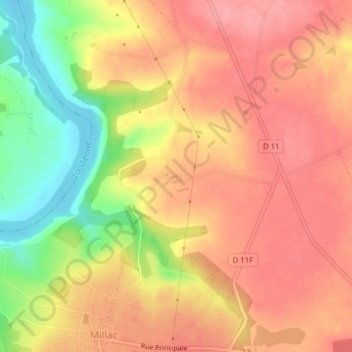 Mappa topografica Chalais, altitudine, rilievo