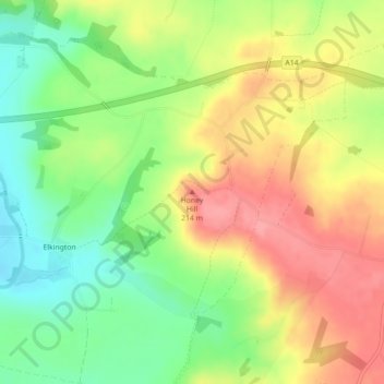 Mappa topografica Honey Hill, altitudine, rilievo