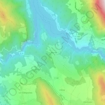 Mappa topografica Le Villarnet, altitudine, rilievo