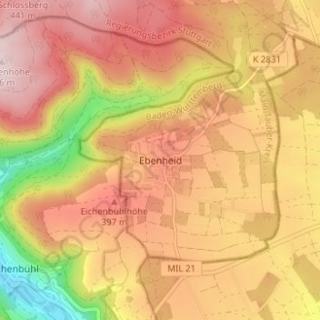 Mappa topografica Ebenheid, altitudine, rilievo