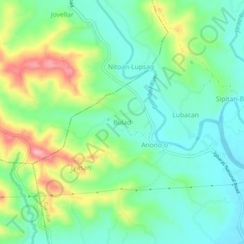 Mappa topografica Bulad, altitudine, rilievo