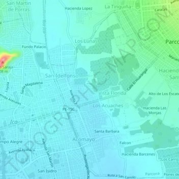 Mappa topografica Escates, altitudine, rilievo