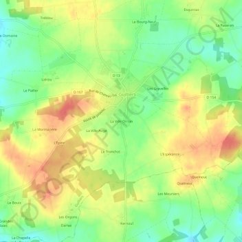 Mappa topografica La Ville Ornan, altitudine, rilievo