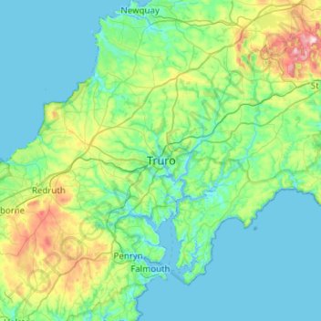 Mappa topografica Truro, altitudine, rilievo