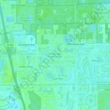 Mappa topografica Worthington Country Club, altitudine, rilievo