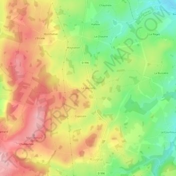 Mappa topografica Le Montély, altitudine, rilievo