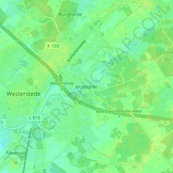 Mappa topografica Hüllstede, altitudine, rilievo