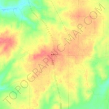 Mappa topografica Everton, altitudine, rilievo